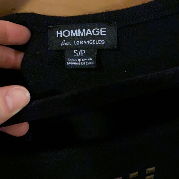 Black Long Sleeve Sweater Dress with Gold Cross Design - Picture 3 of 7